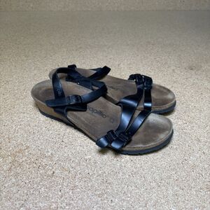 BIRKENSTOCK Papillio Lana Black Ankle Strap Wedge Heel Sandal EU 40 IS 9
